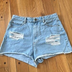 Billabong x The Salty Blonde 29 Jean Shorts Light Blue Denim Cut-Off Distressed